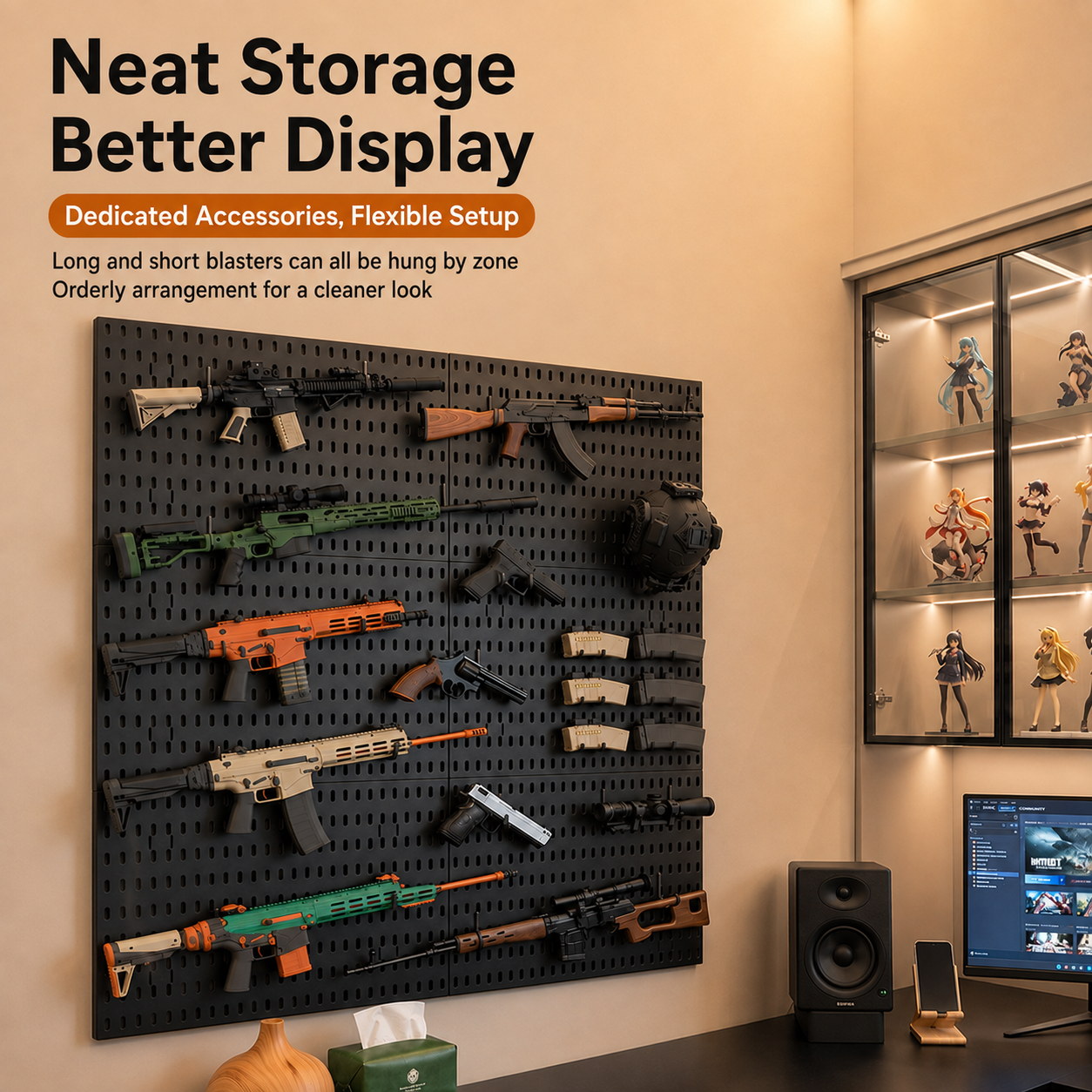 Magazine Holder Rack - Oyuncak Silah Askı Panosu Deliksiz Montaj