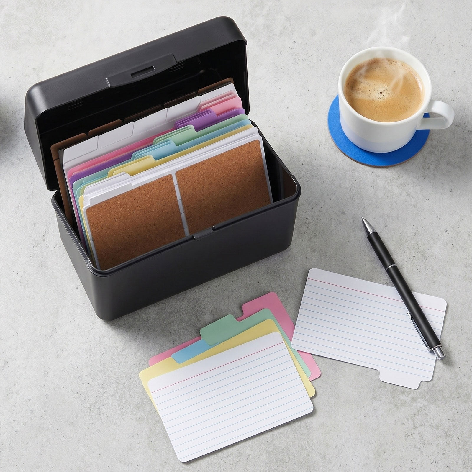 Card Index Box - 2 Set Masaüstü Kart Saklama Kutusu