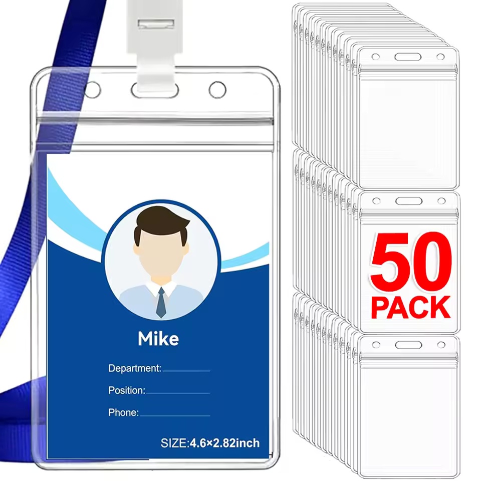 Index Card Holder - 50/40/10/1 adet şeffaf isim kimlik kartı