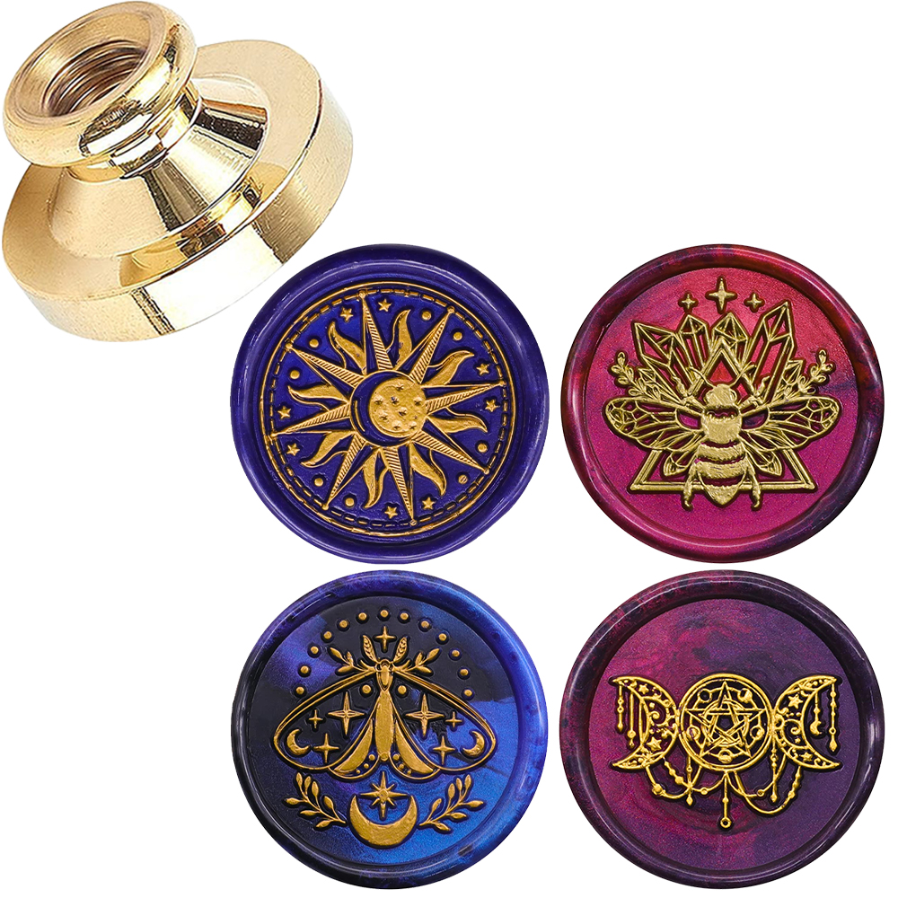 Wax Seal Stamp Set - Mum Mühür Damga Kafa Güneş Ay