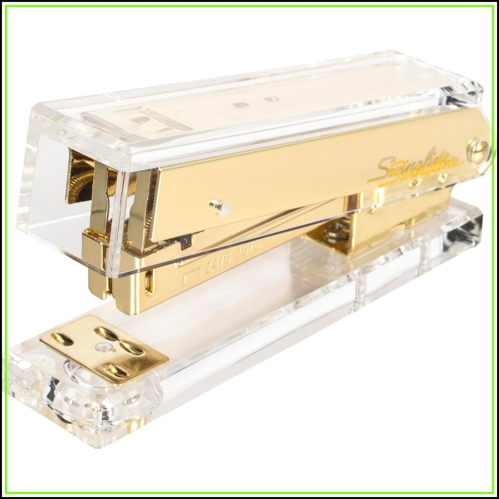 Stapler Half Strip - Kompakt Şeffaf Akrilik Altın Zımba Makinesi,