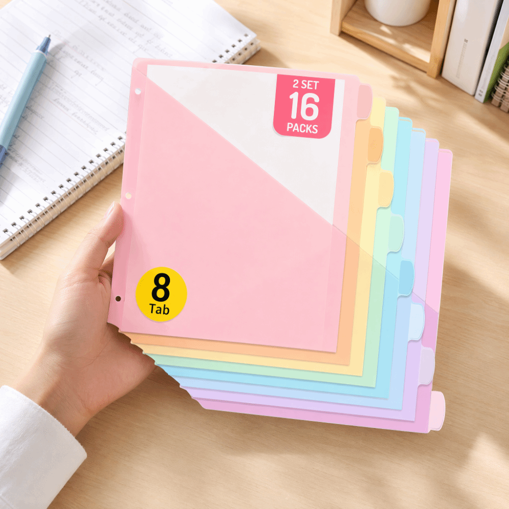 Tab Divider A4 - Dayanıklı Klasör Bölücüler Pastel Renkler Yazılabilir