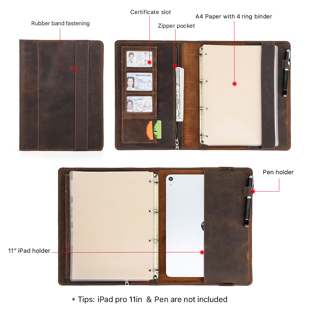 Lüks Retro iş A4 dizüstü deri  - Binder A4 Lever incelemesi ve fiyatı